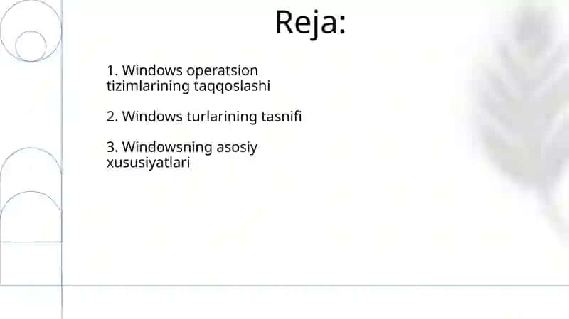 WINDOWS OTning turlari 2