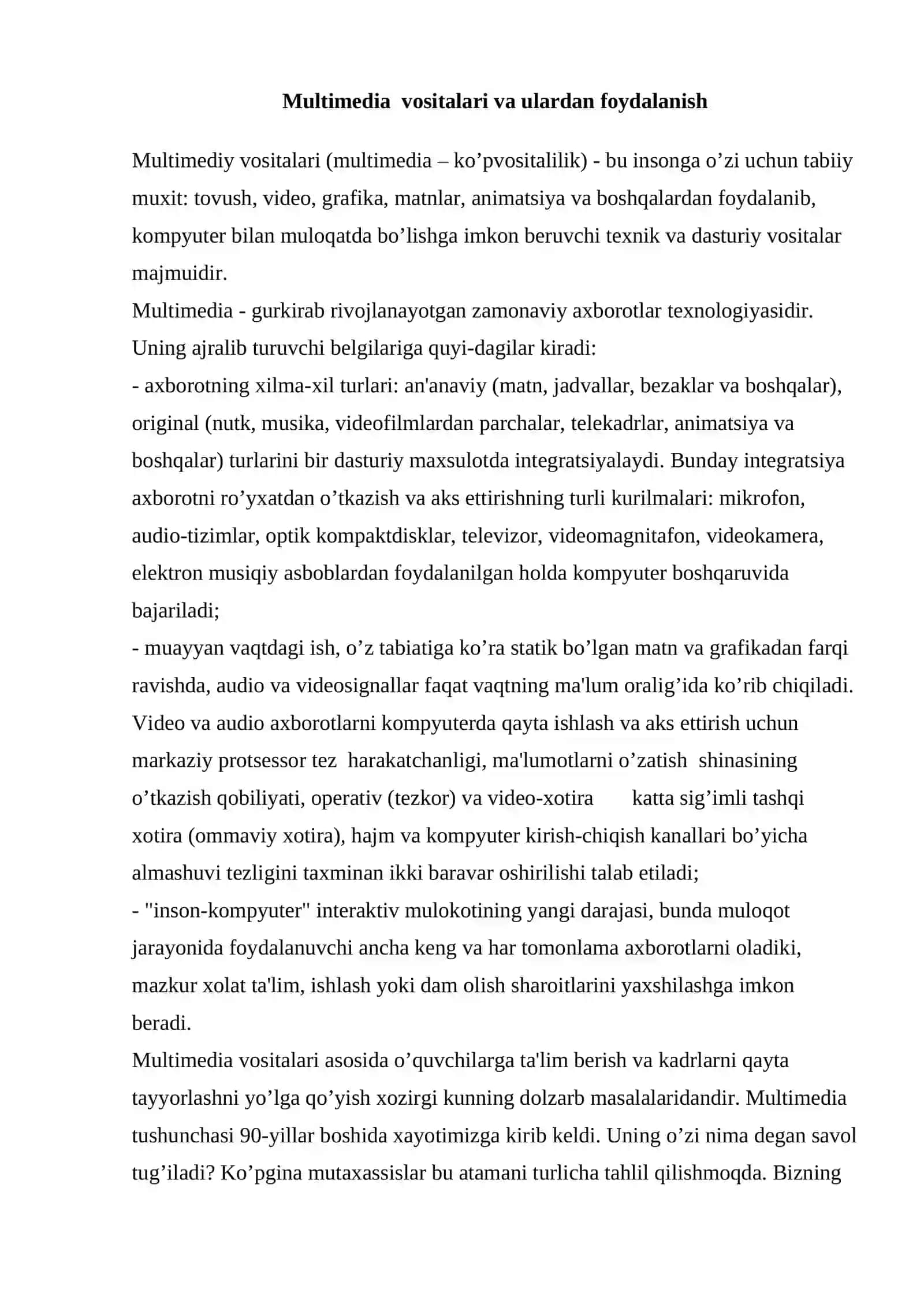 Multimediyali taqdimotlar yaratish 2