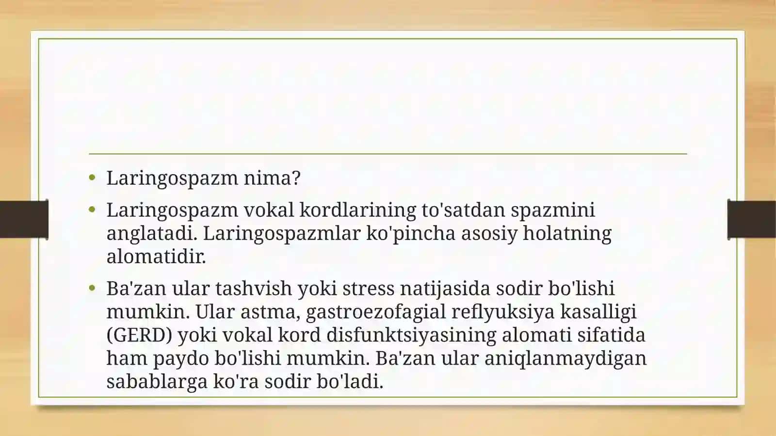 Laringospazmda birinchi tibbiy yordam 2