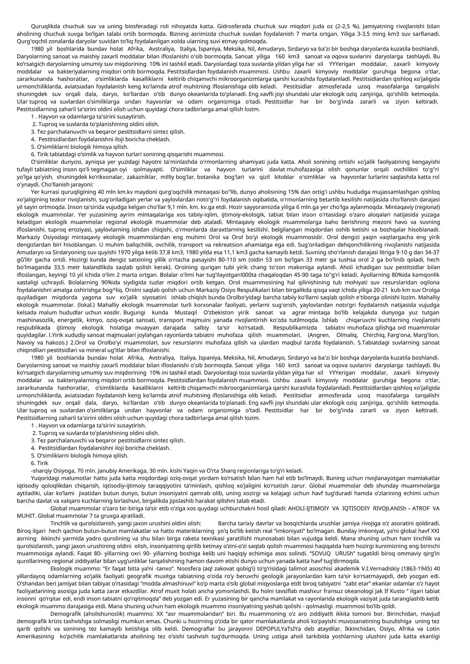 Ekologik muammolar va ularni yechimi 2