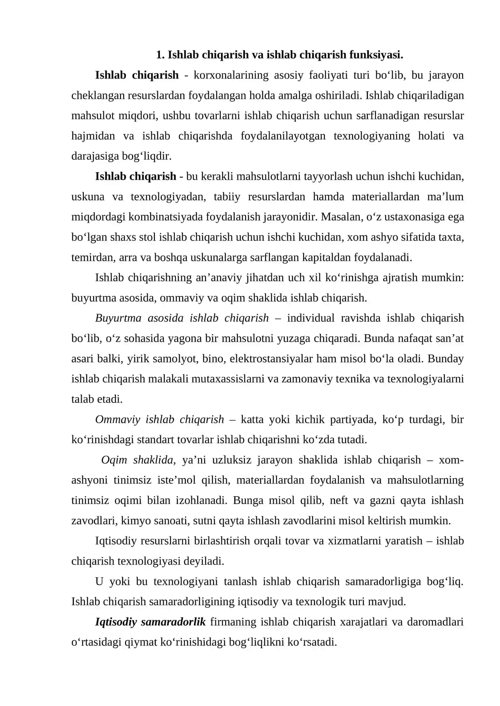 Istemolchi va ishlab chiqaruvch ortiqchaligi 2