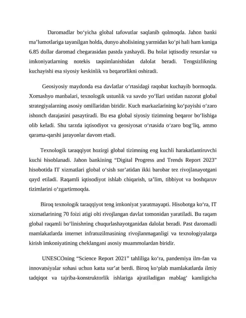 GLOBAL JARAYONLAR DIALEKTIKASI 2