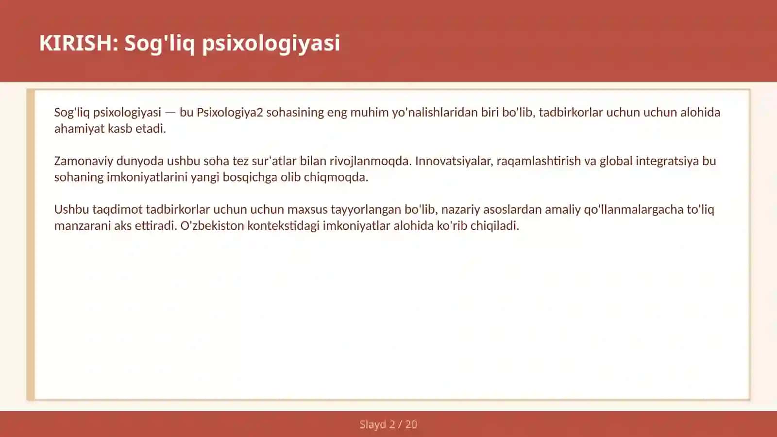 SOG'LIQ PSIXOLOGIYASI 2
