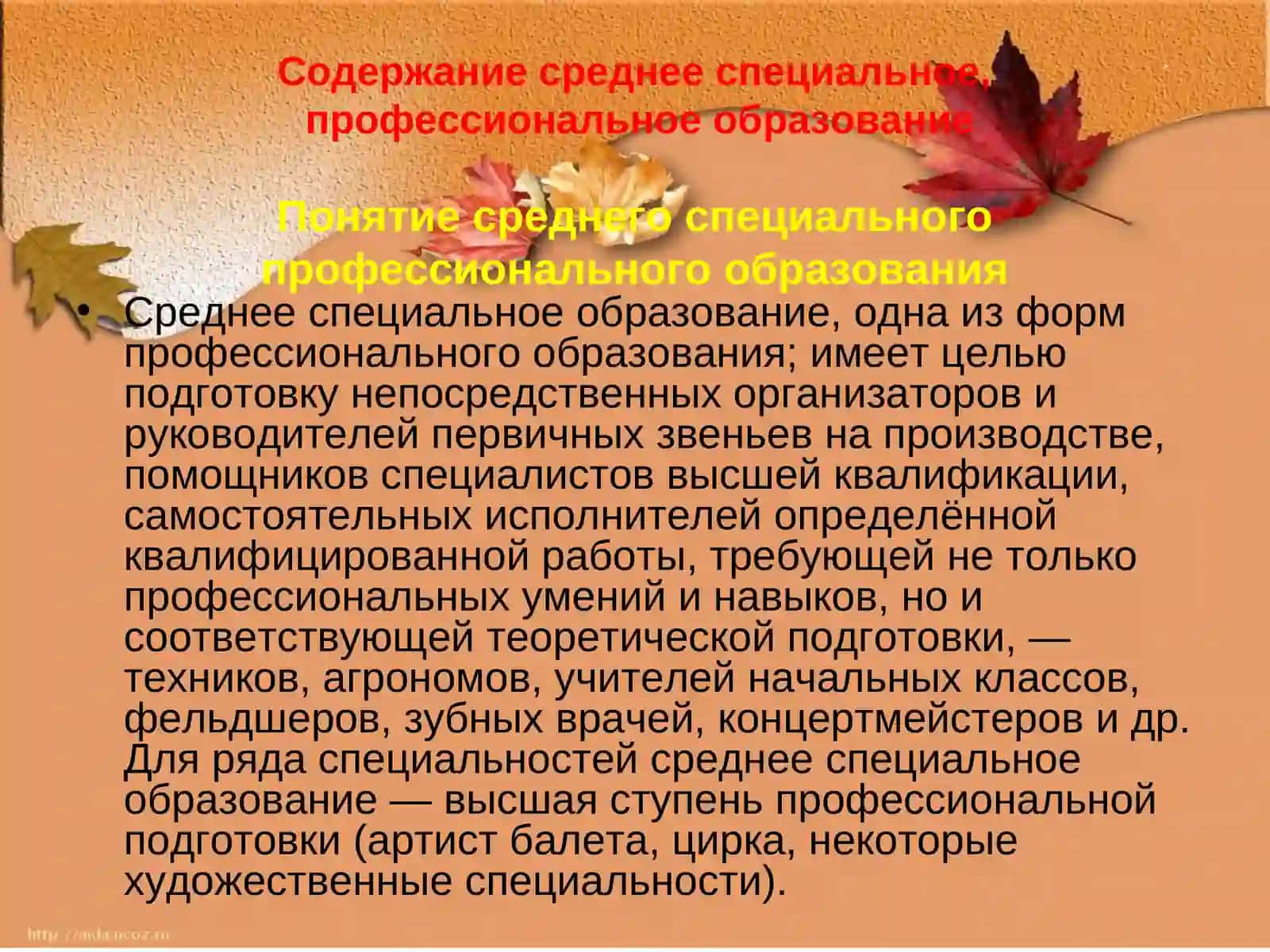 Понятие среднего специального профессионального образования 2