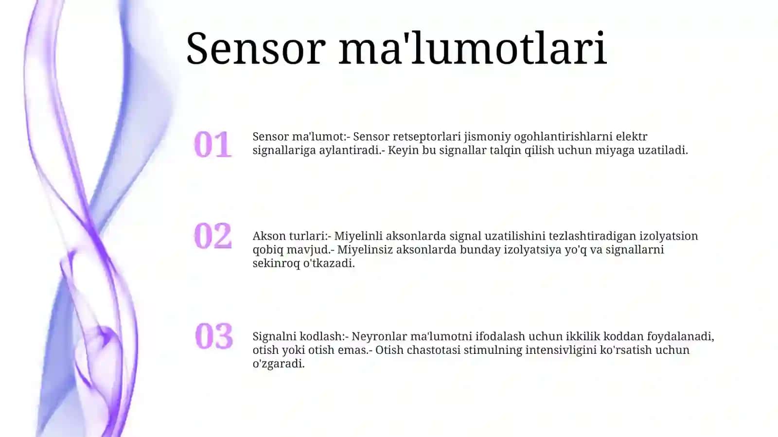 Sensor ma'lumotlar: Kodlash, signalni uchramaslik va kodlash 2