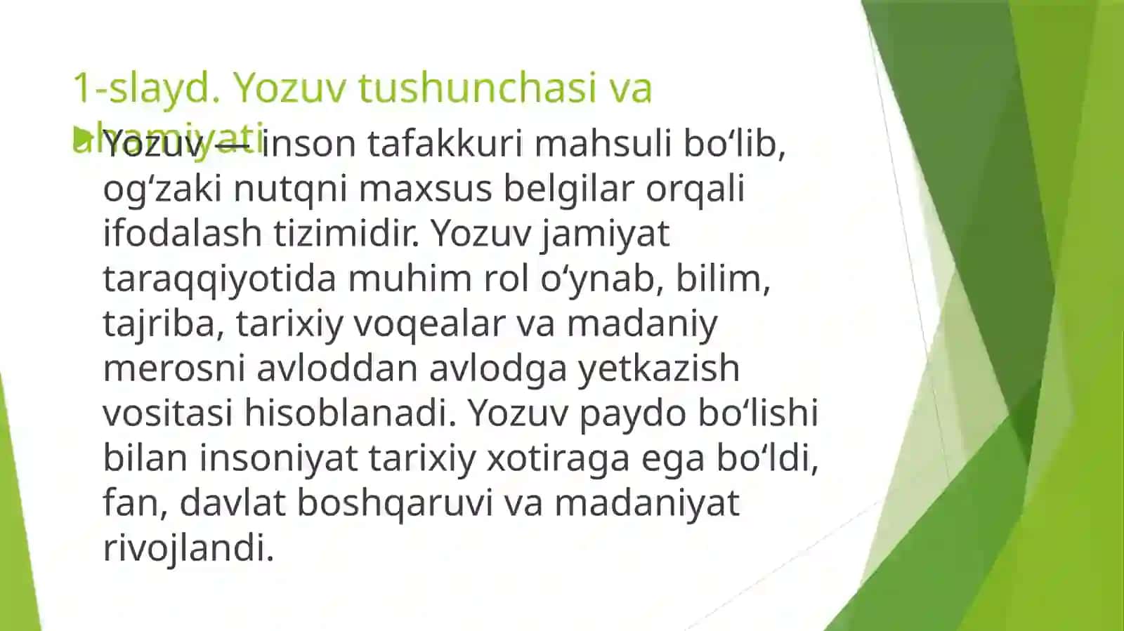 Yozuvning paydo boʻlishi Va uning rivojlanishi bosqichlar 2