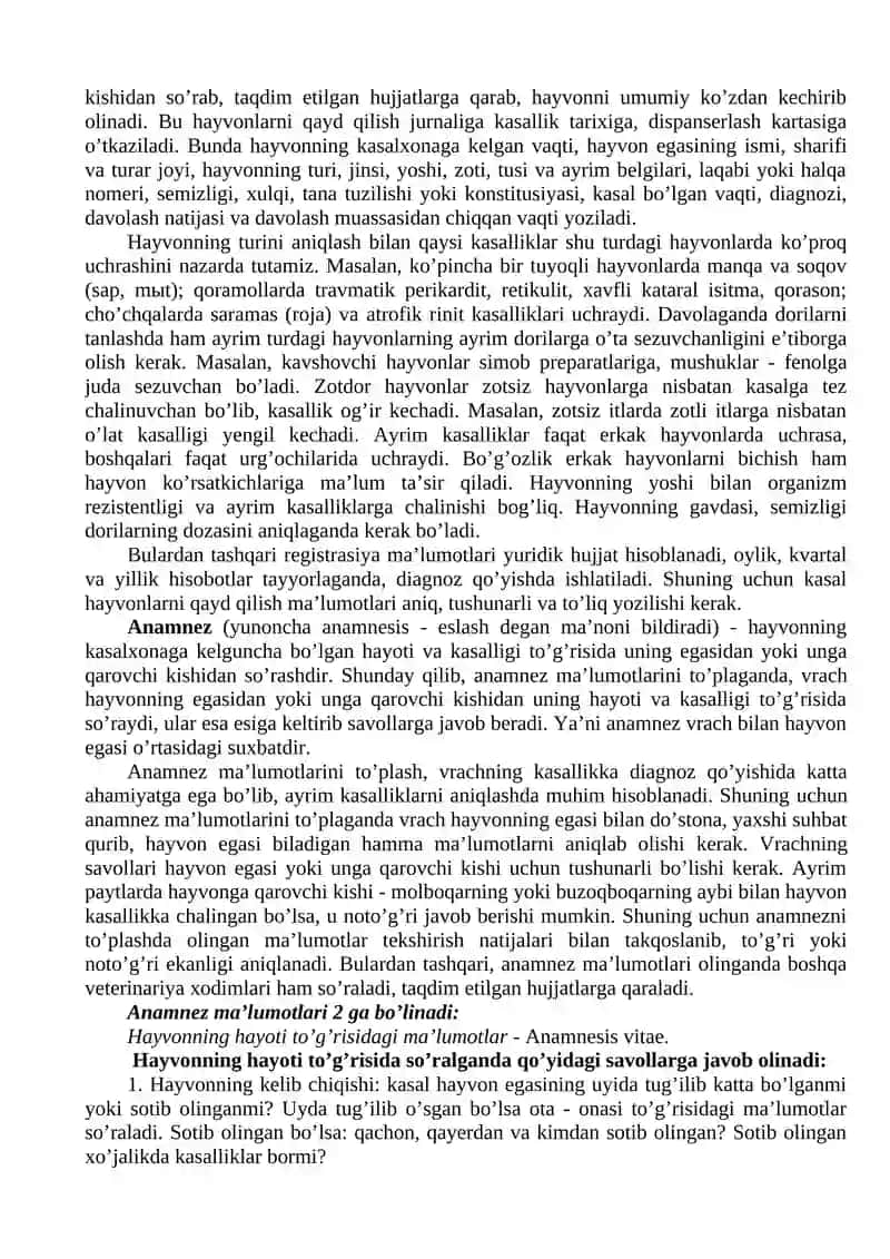 Umumiy diagnostika. Hayvonlarni umumiy tekshirish 2