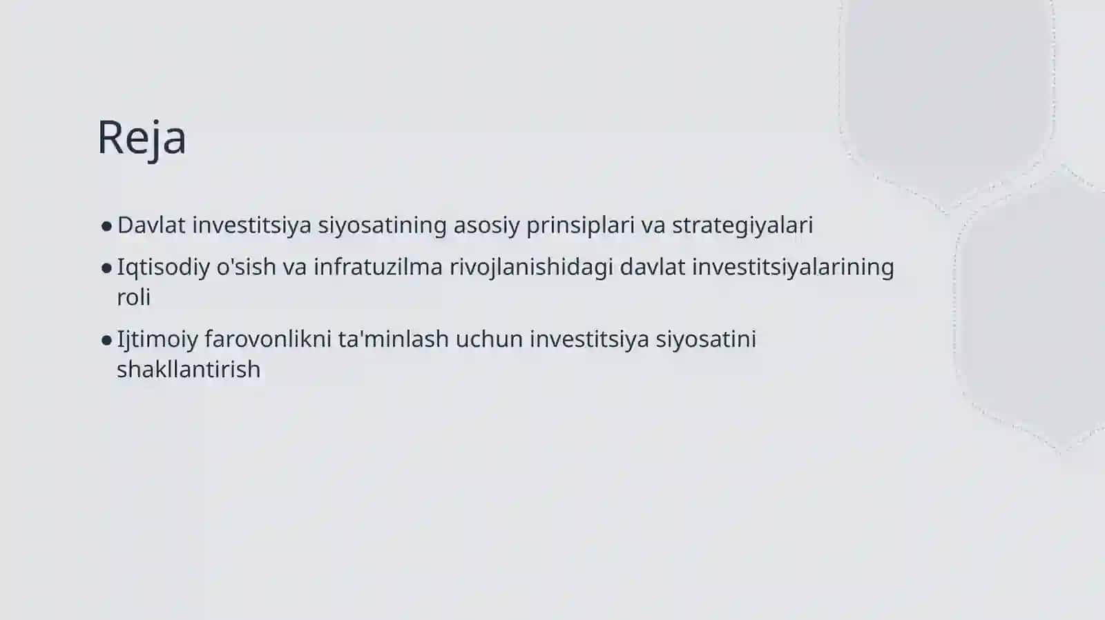 Davlatning investitsiya siyosati 2