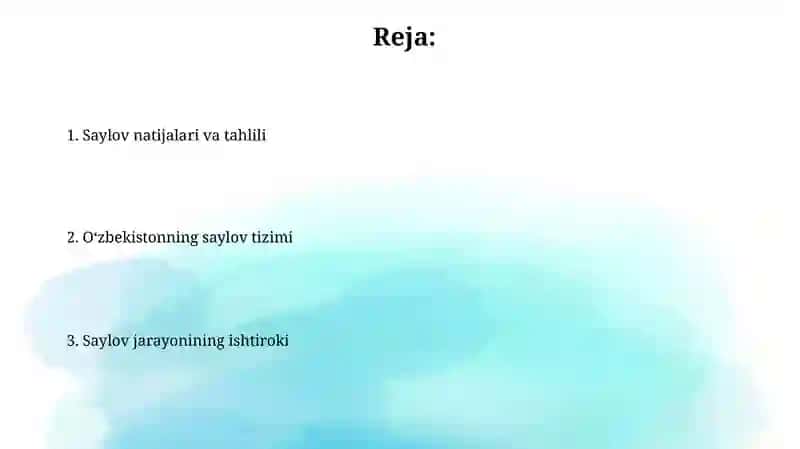 O'zbekiston Respublikasi saylov tizimi 2