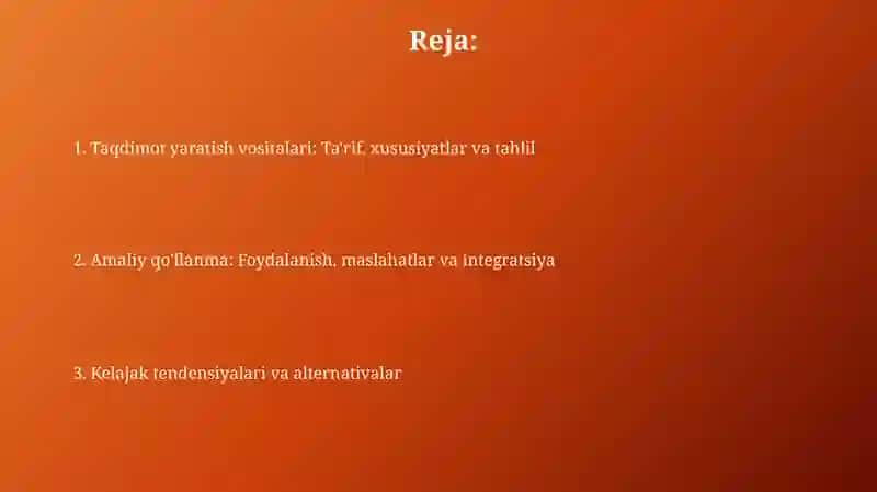 Taqdimotlar yaratish instrumental vositalar 2