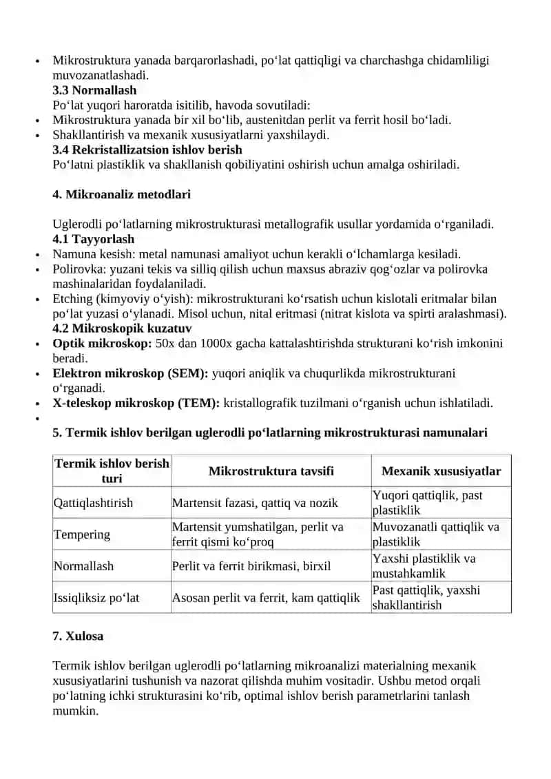 Uglerodli po‘latlar va ularning mikrostrukturalari 2