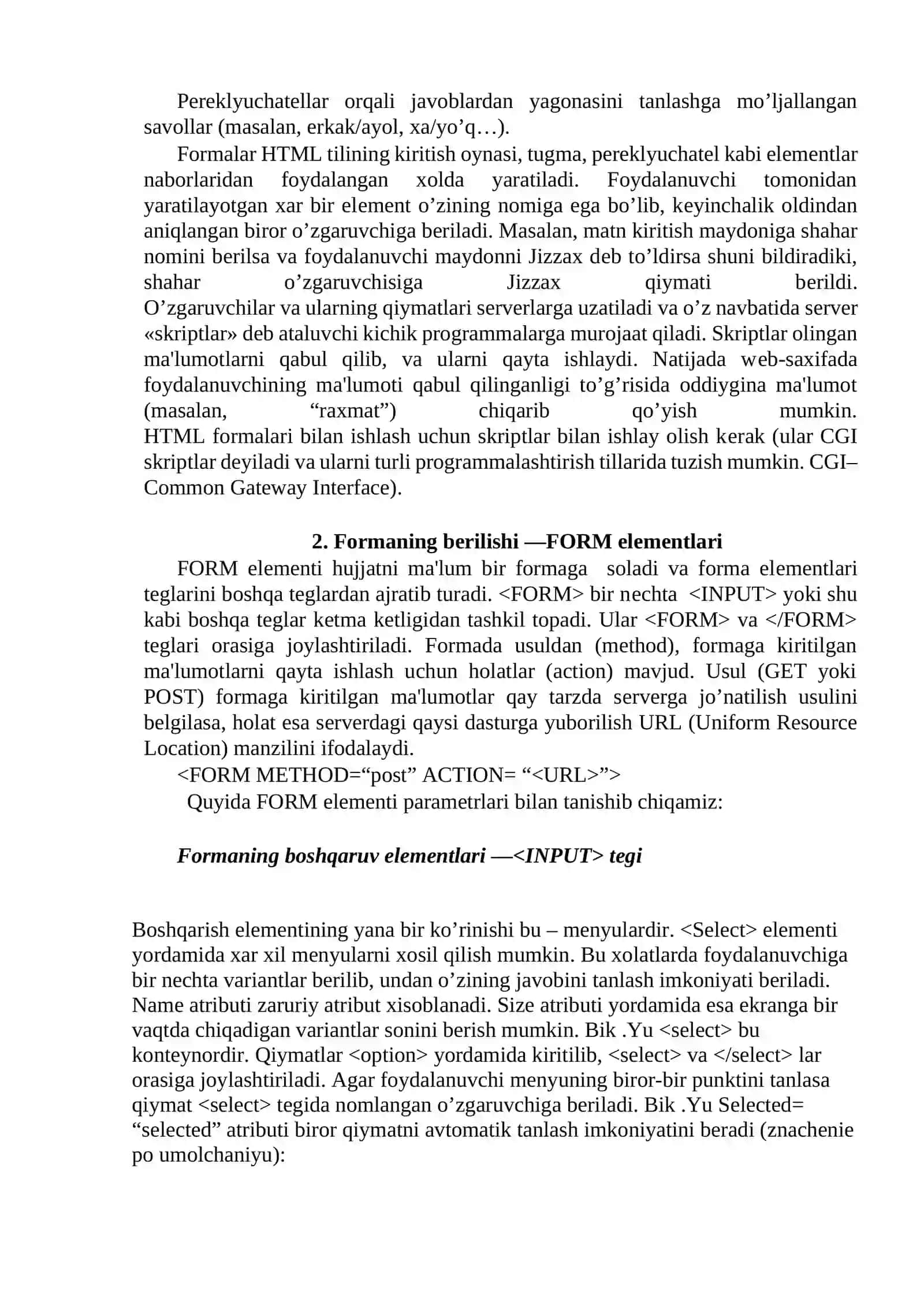 Formalar tashkil qilish va ularni qayta ishlash 2