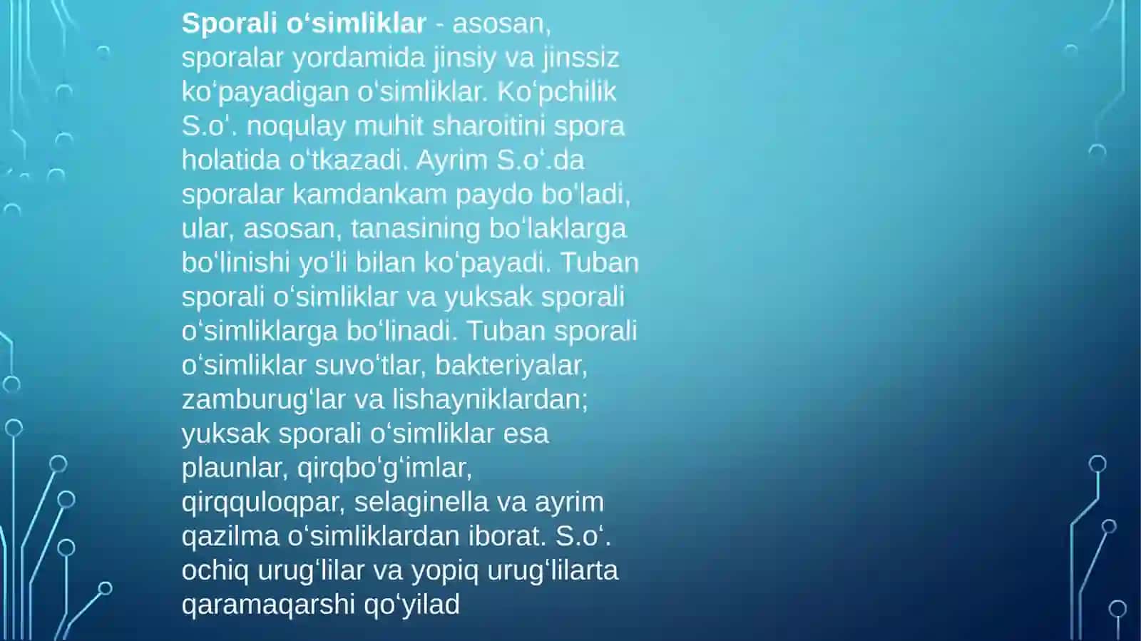 Sporali yuksak o`simliklar 2