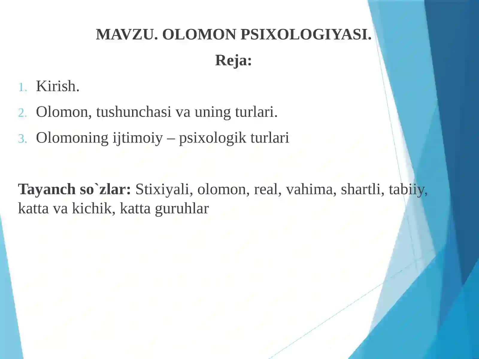 Olomon Psixologiyasi 2