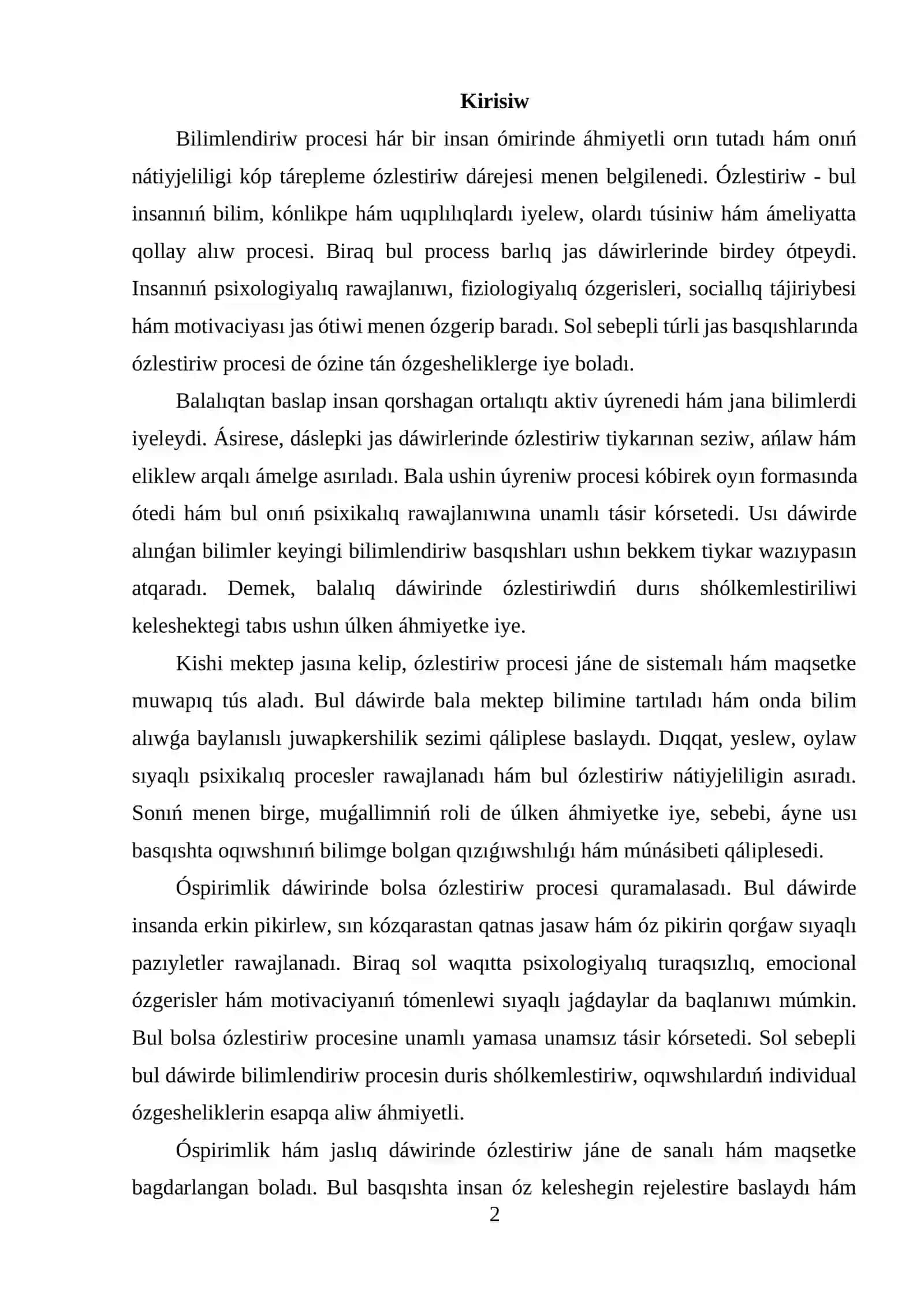Túrli jas dáwirlerinde ózlestiriw ózgeshelikleri 2