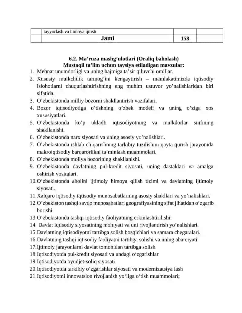 Mustaqil ta’lim va mustaqil ishlar 2