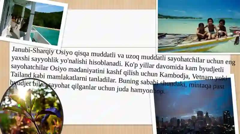 JANUBIY SHARQIY OSIYO AJOYIBOTLARI 2