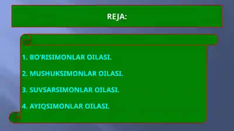 Yirtqich sutemizuvchilar turkumi 2