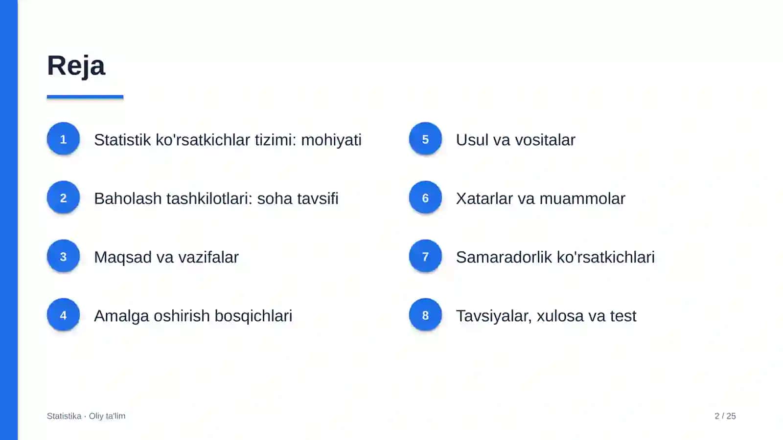 Statistika · Oliy Ta'lim 2