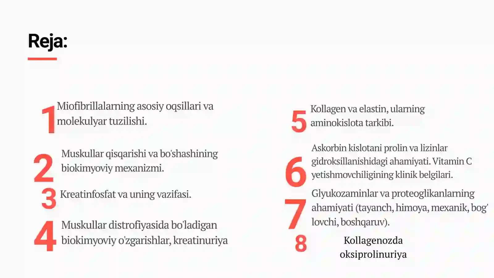 Muskullar va biriktiruvchi to’qima biokimyosi 2