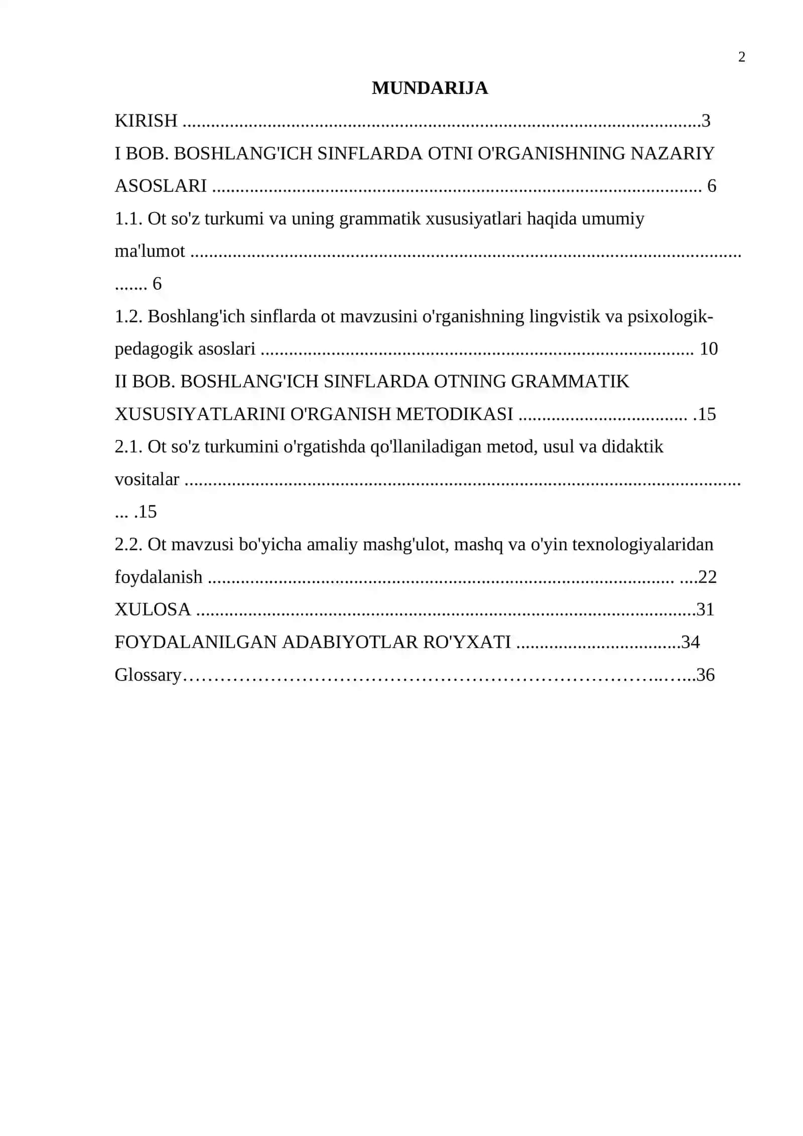 "BOSHLANG'ICH SINFLARDA OTNING GRAMMATIK XUSUSIYATLARINI O'RGANISH METODIKASI" 2