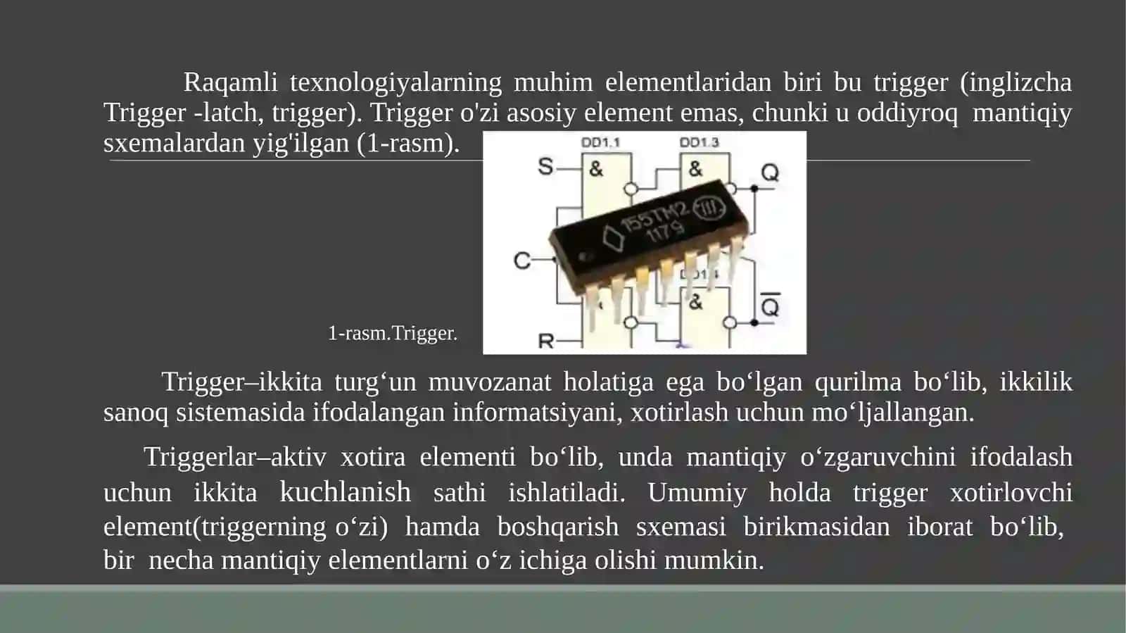 Triggerlar. Asinxron triggerlar 2