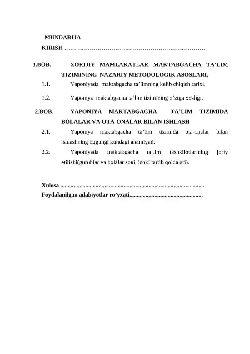 Yaponiya Maktabgacha Ta'lim Tizimi 2