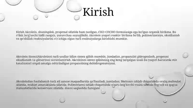 Akrolein Sintezi 2