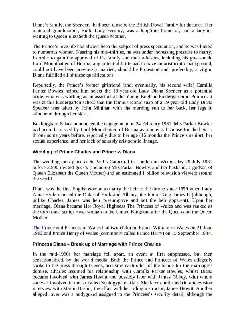 Princess Diana Biography 2