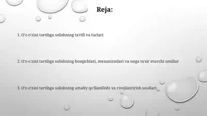 O'z-o'zini tartibga solish 2
