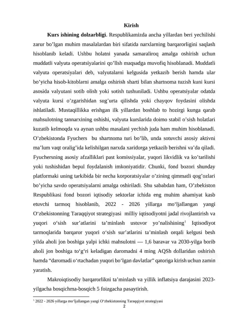 Fyuchers shaklidagi valyuta operatsiyalari 2