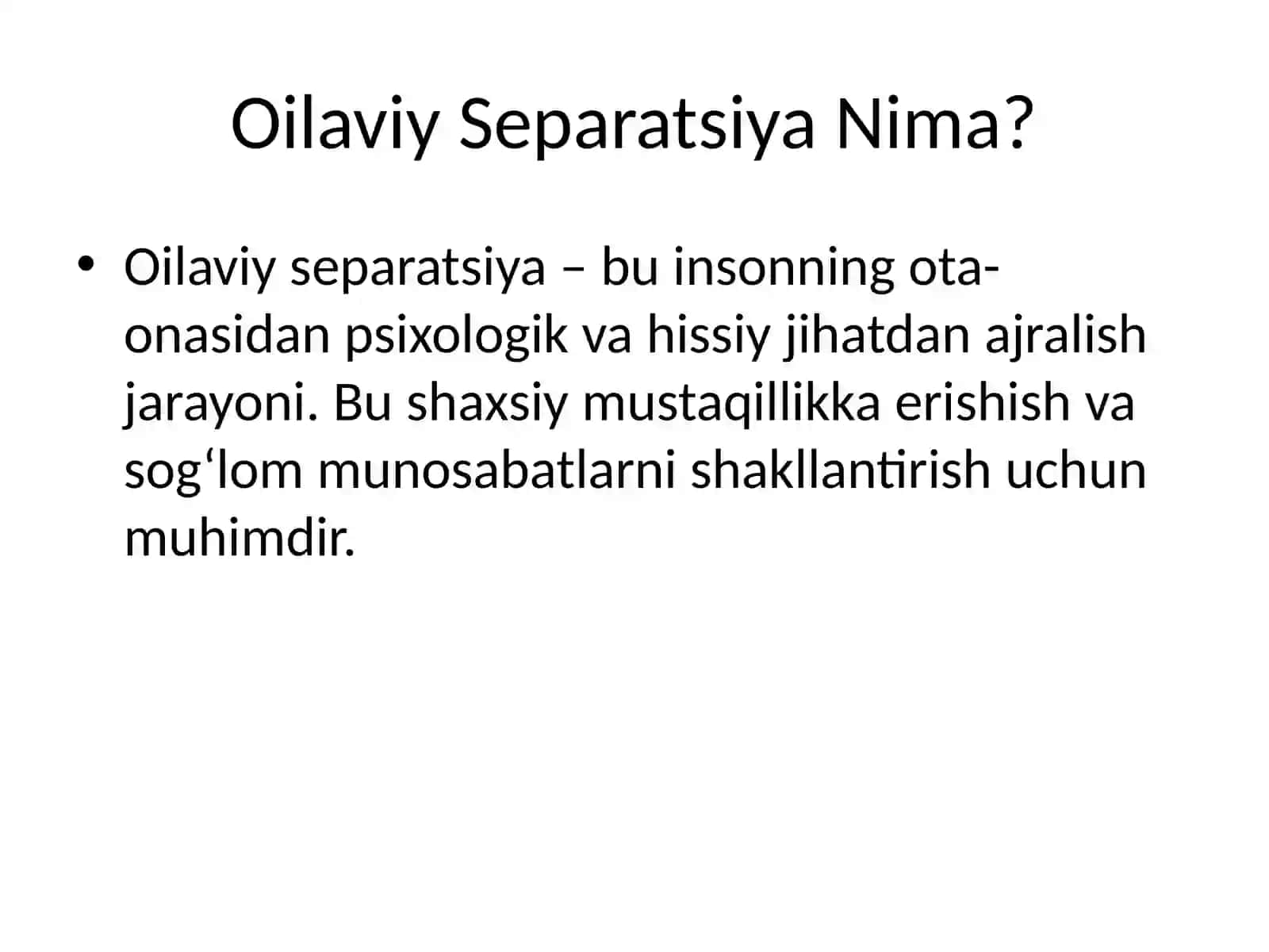 Oilaviy Separatsiya 2