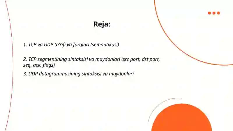 TCP VA UDP SEMANTIKASI VA SINTAKSISI 2