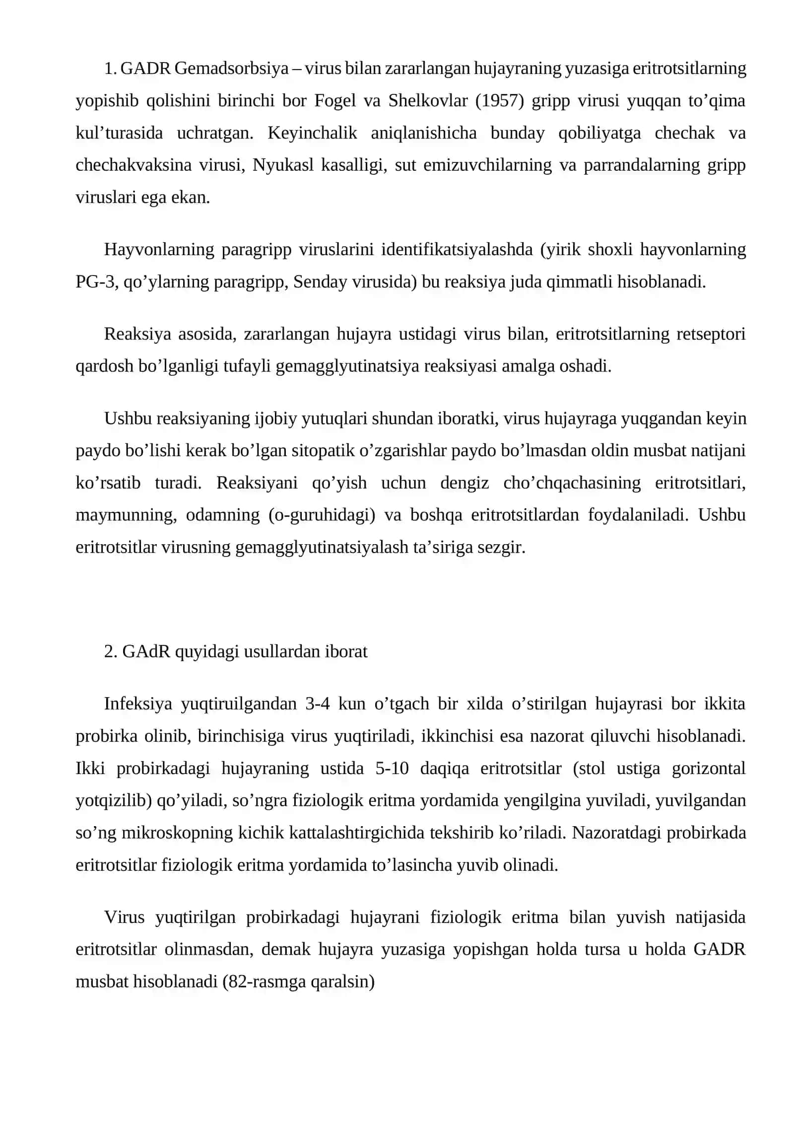 Gemadsorbsiya reaksiyasi va gemadsorbsiyani to’xtatish reaksiyasi 2