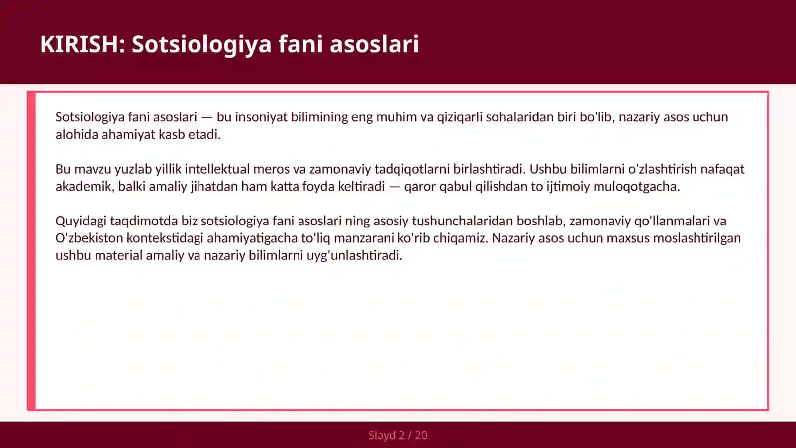 Sotsiologiya fani asoslari 2