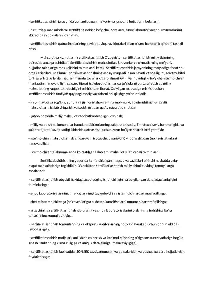 O’zbekiston sertifikatlashtirish milliy tizimi 2