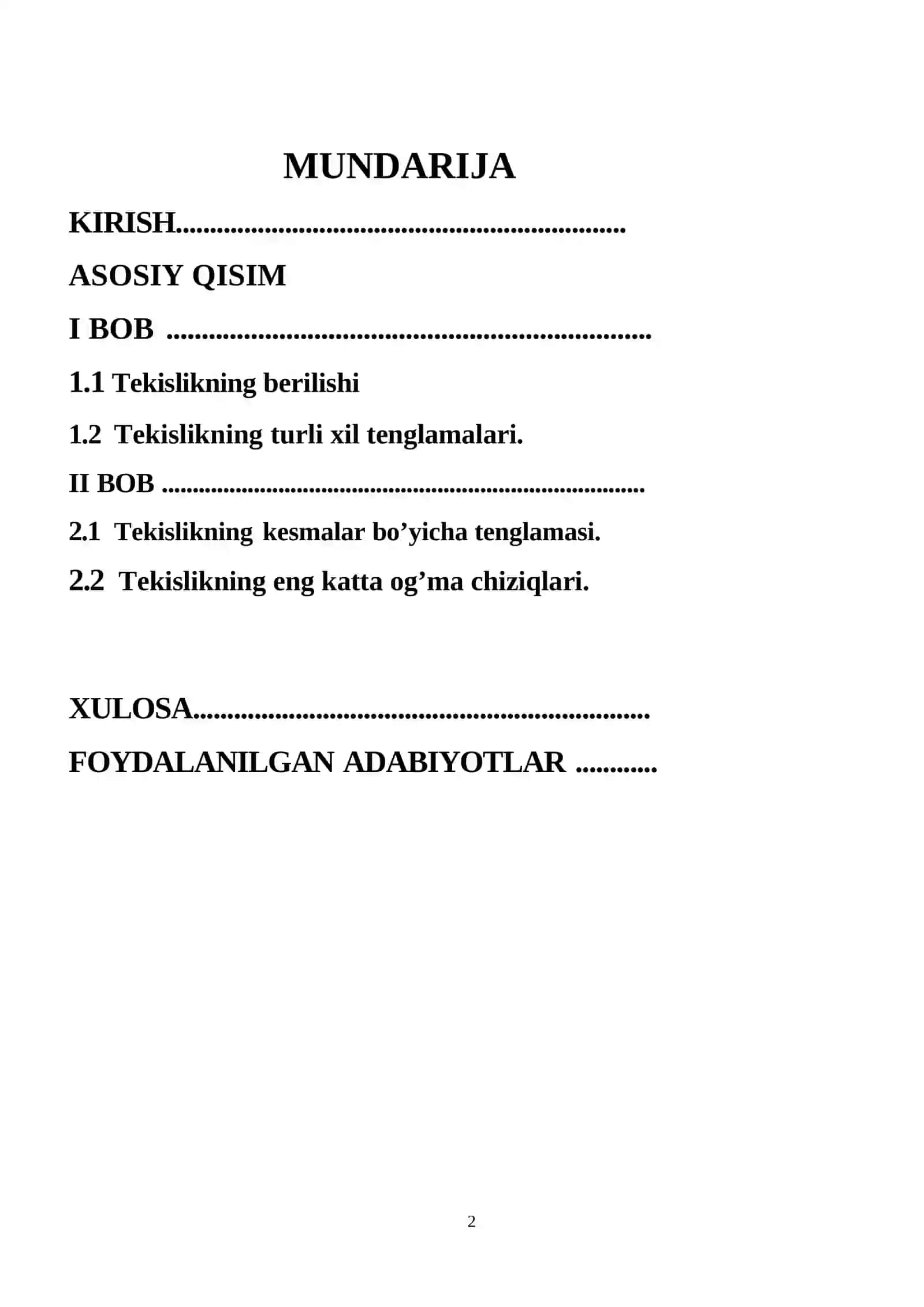 Teksilikning turli tenglamalari 2