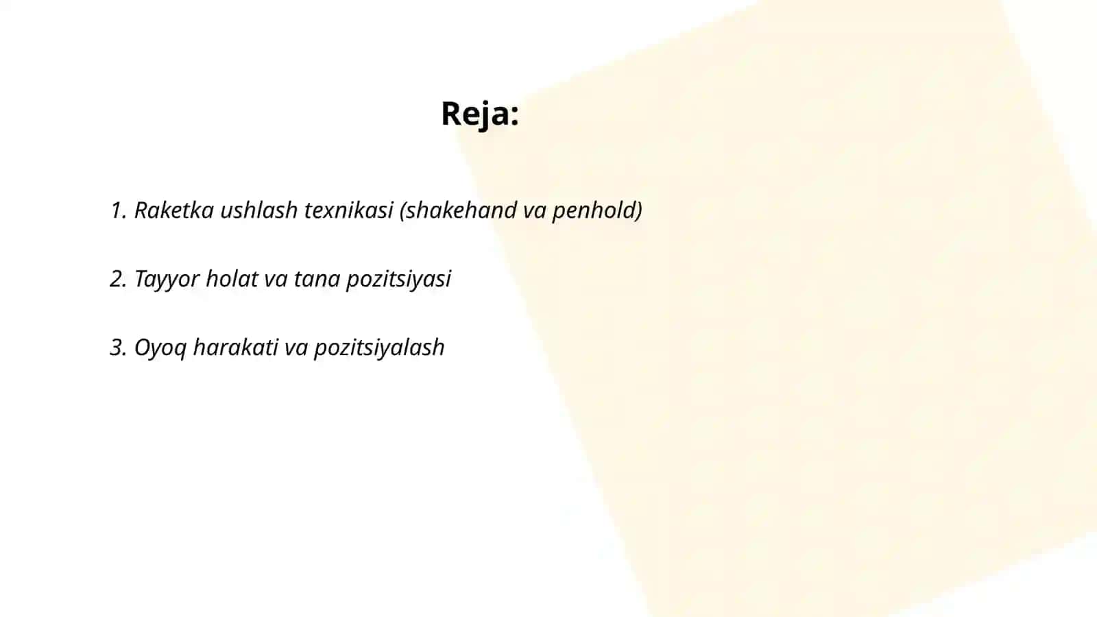Stol tennisi texnikasi 2