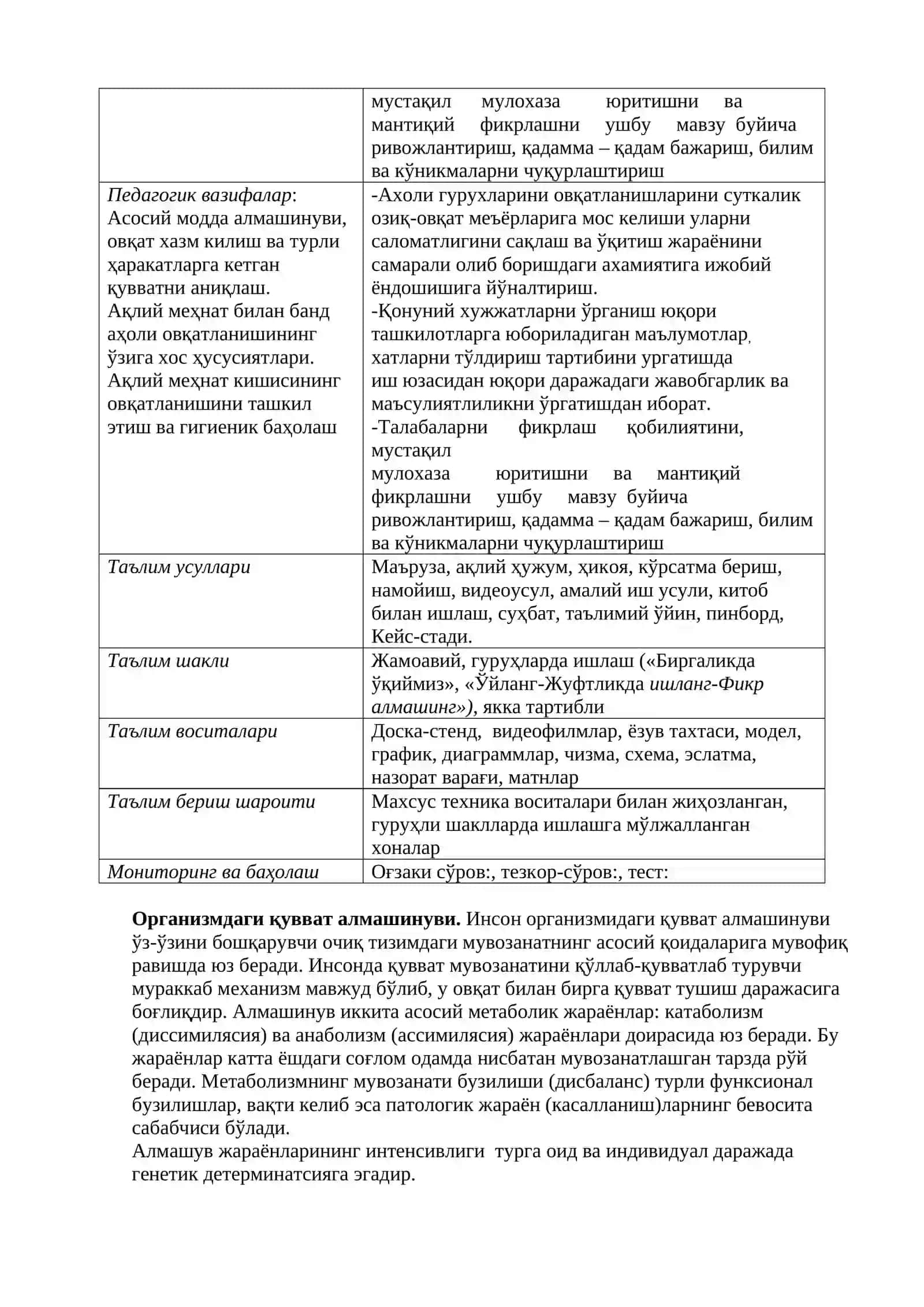 Таълим бериш технологияси (амалий машғулот) 2