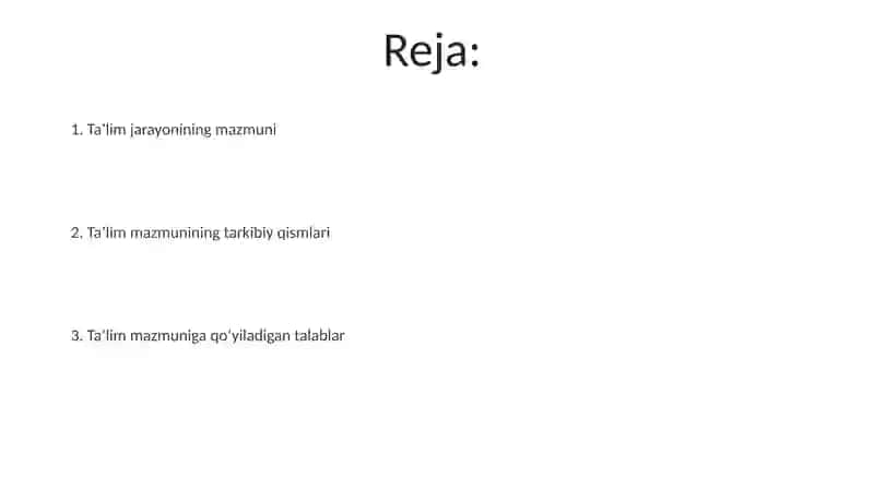 Ta'lim jarayoning mazmuni 2