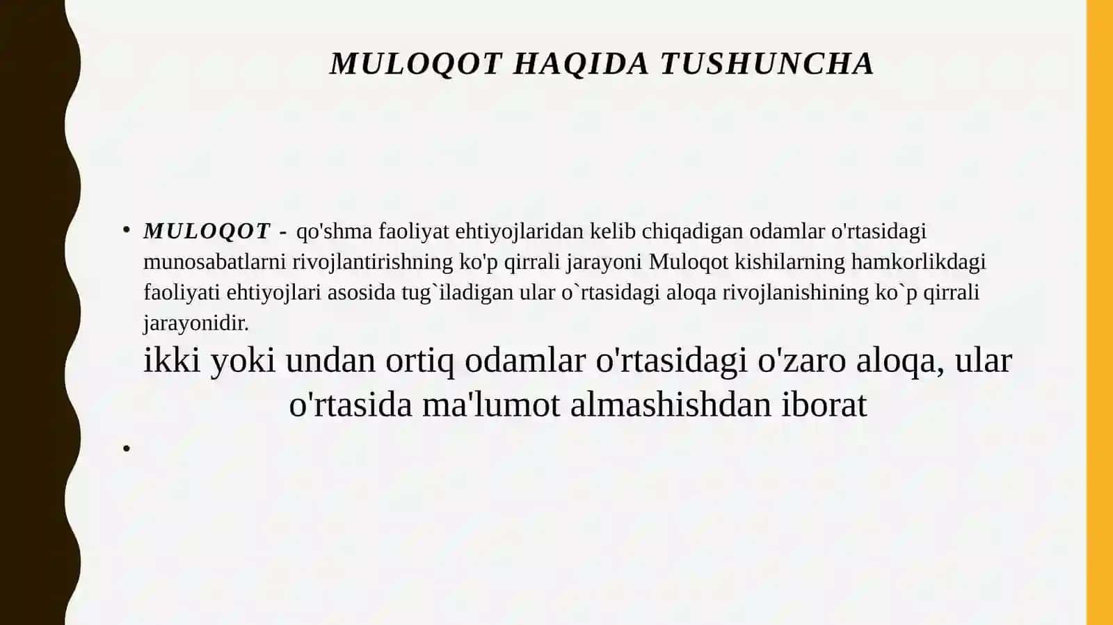 MULOQOT HAQIDA TUSHUNCHA 2