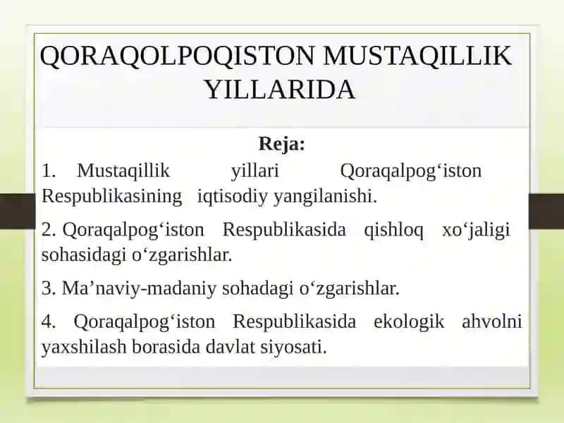 QORAQOLPOQISTON MUSTAQILLIK YILLARIDA 2