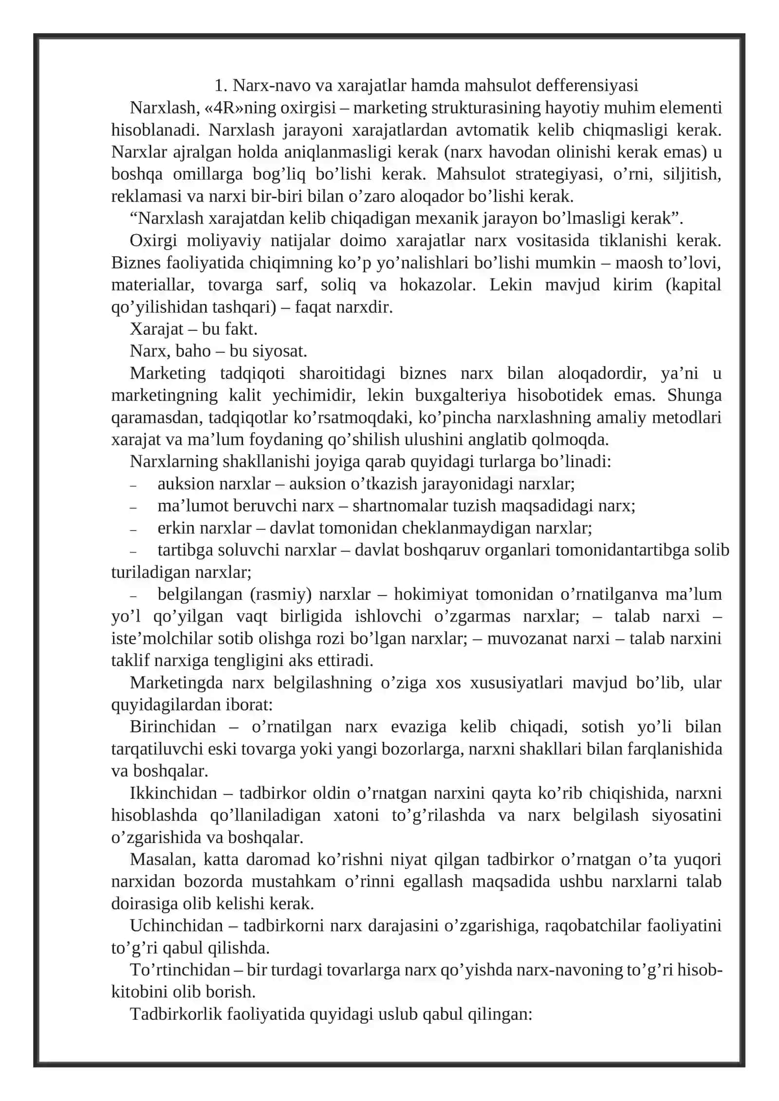 Marketingda narxlar va narxnavo tizimi 2