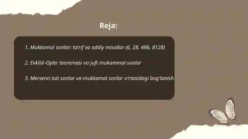 Mukkamal sonlar.Egizak tub sonlar 2