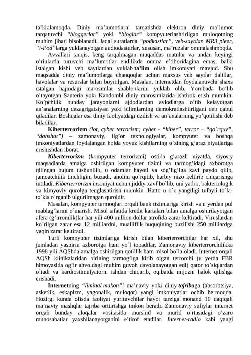 Kiber makonda diniy e`tiqod targ`ibotining ijtimoiy xavfi 2
