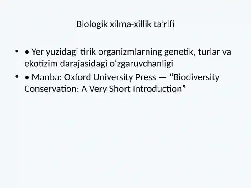 Biologik xilma-xillik (Biodiversity) 2