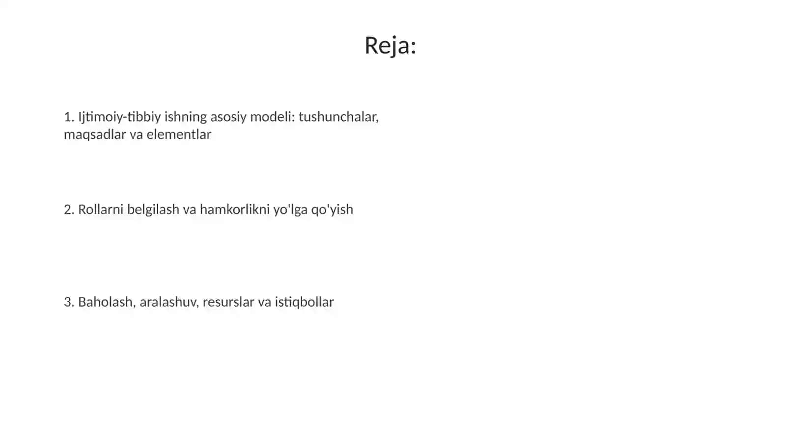 Ijtimoiy -tibbiy ishning asosiy modeli 2