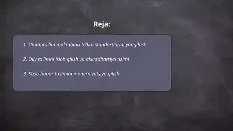 Umumta'lim maktablari ta'lim standartlarini yangilash 2