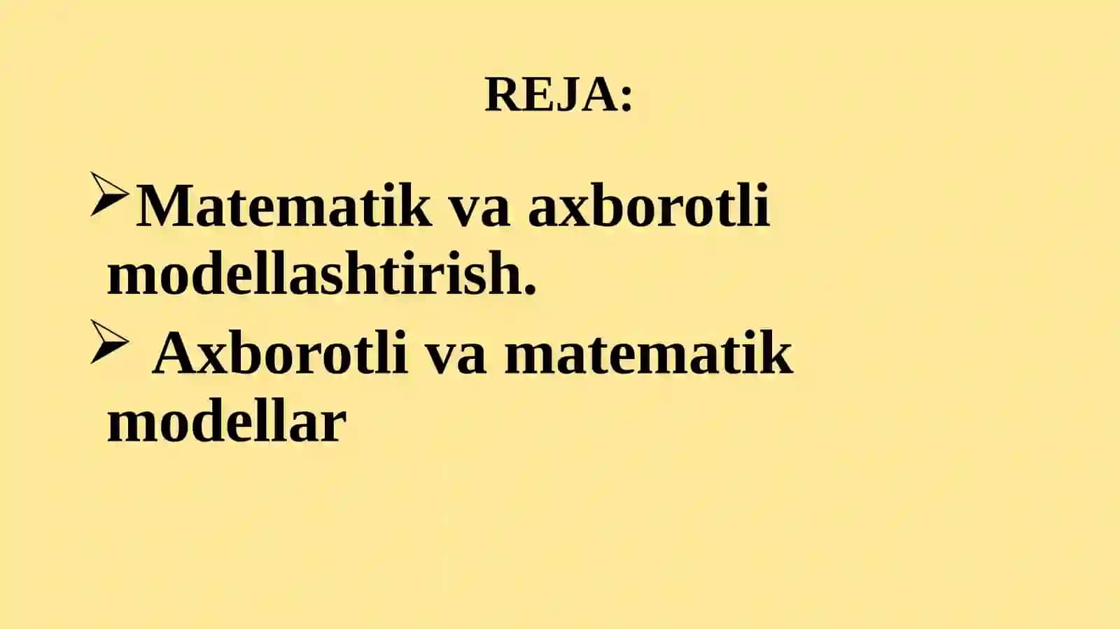 Matematik va axborotli modellashtirish 2
