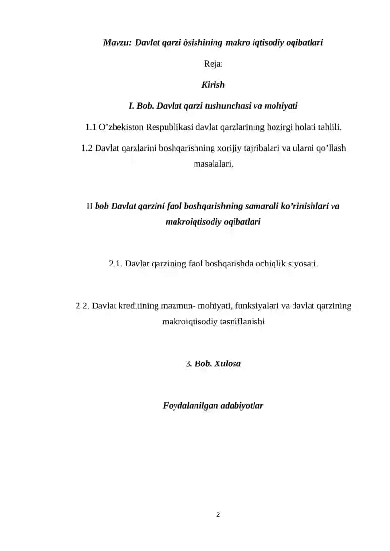 Davlat qarzi o'sishining makroiqtisodiy oqibatlari 2